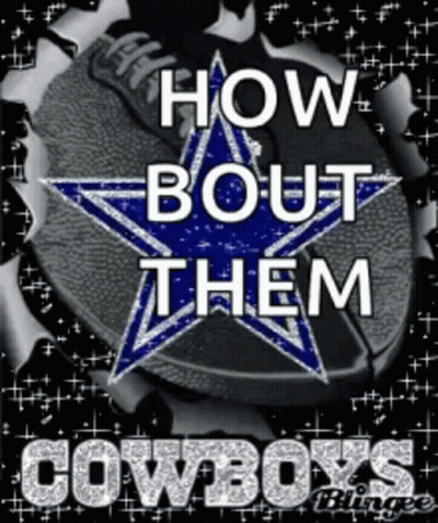 Blue Background With Star And Word Cowboys GIF