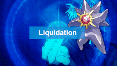 Blue Background With Star And Word Liquidation GIF