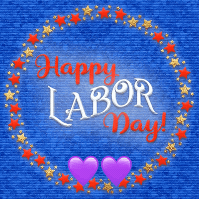 Blue Background With Star Circle Saying Happy Labor Day GIF