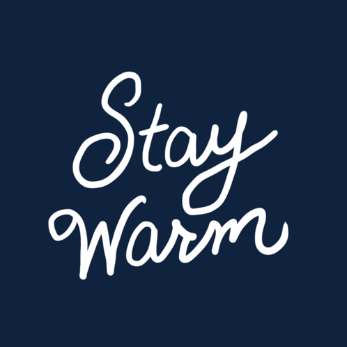 Blue Background With Stay Warm In White GIF