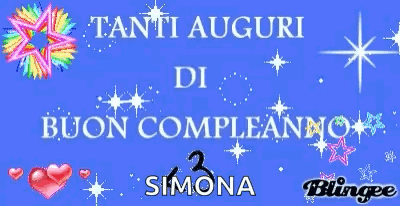 Blue Background With Tanti Auguri Di Buon Compleanno Simona GIF