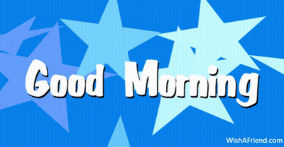 Blue Background With White Stars Says Good Morning GIF