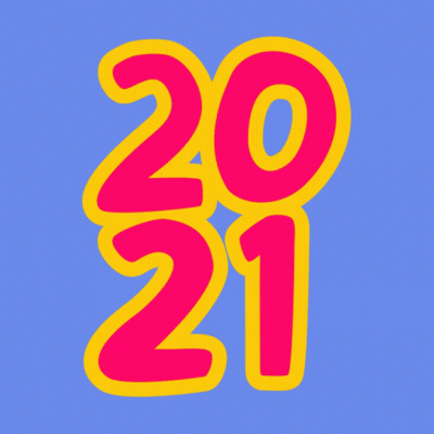 Blue Background With Yellow And Pink Numbers 20 And 21 GIF