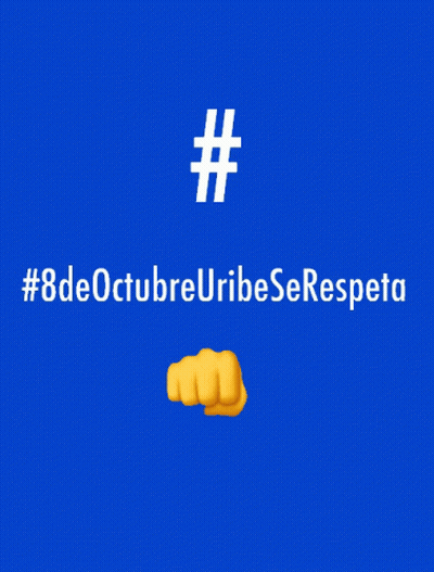 Blue Background Yellow Fist #8Deoctubreribeserespecta GIF