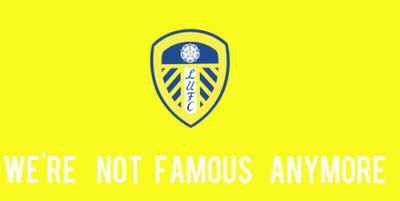 Blue Background Yellow Logo We're Not Famous Anymore GIF