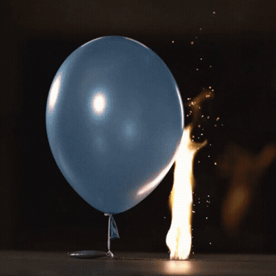 Blue Balloon Blown Up By Fire GIF