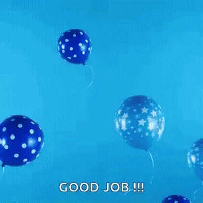 Blue Balloon Saying Yay GIF