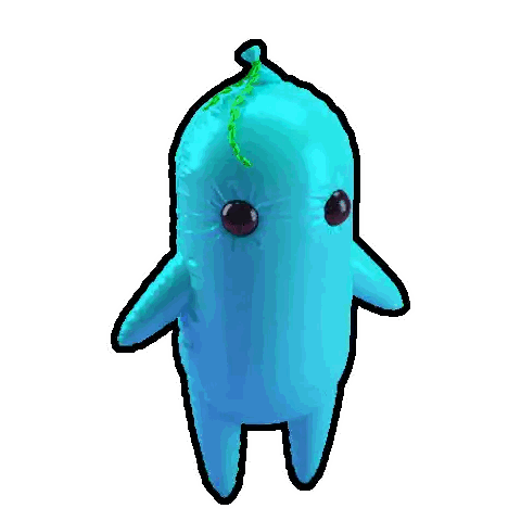 Blue Balloon With Green Leaf Sticker