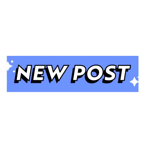 Blue Banner Saying New Post Sticker