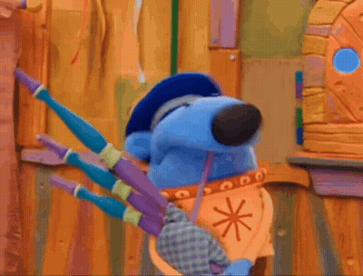 Blue Bear Holding Brushes GIF