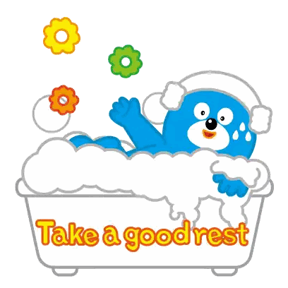 Blue Bear Laying In Bathtub Saying Take A Good Rest Sticker