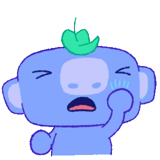 Blue Bear With Green Leaf Sticker