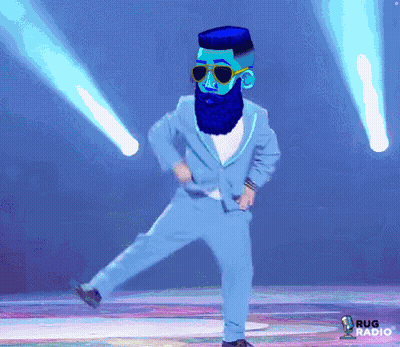 Blue Bearded Man Sunglasses Dancing Rug Radio Stage GIF