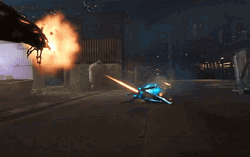 Blue Beetle Attacking GIF
