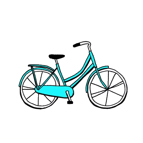 Blue Bicycle With Black Seat Sticker