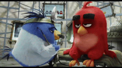 Blue Bird And Red Bird From Angry Birds Talking GIF