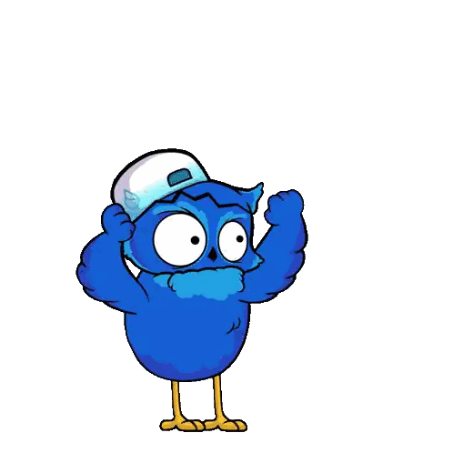 Blue Bird Holding Hat And Brain Sticker