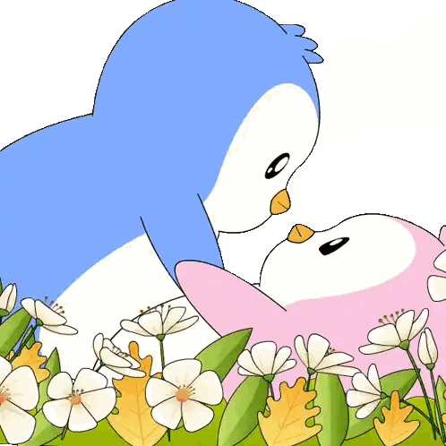 Blue Bird Kissing Pink Bird Sticker