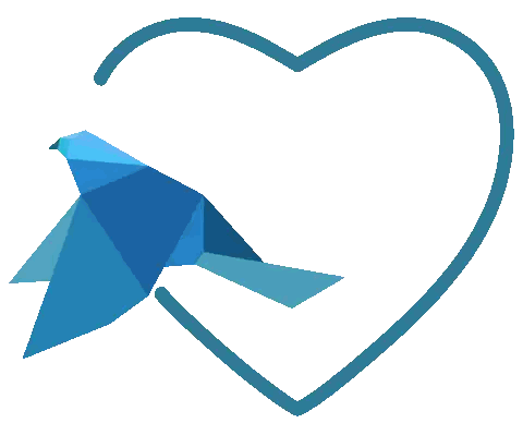 Blue Bird Sitting Inside Heart Sticker