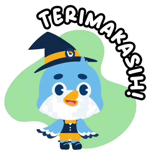 Blue Bird Wearing Witch Hat Sticker