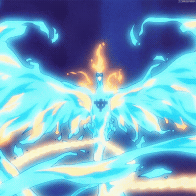 Blue Bird With Flames GIF