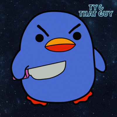 Blue Bird With Knife In Mouth Says That's Strike One GIF