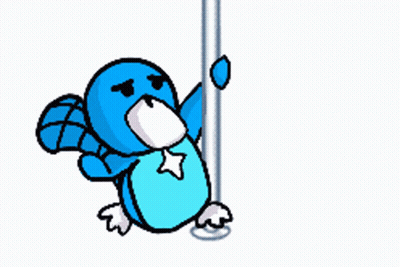 Blue Bird With White Star Hanging From Pole GIF