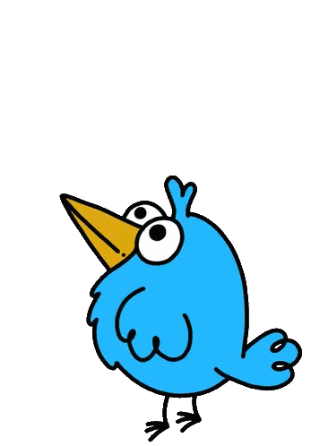 Blue Bird With Yellow Beak Looking At Heart Sticker