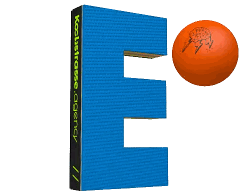 Blue Block With E Letter Sticker