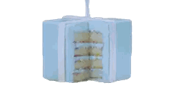Blue Box With White Ribbon And Cake Sticker