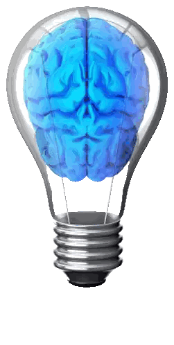 Blue Brain Inside Light Bulb Sticker