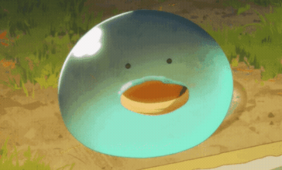 Blue Bubble With Pancake In Mouth GIF