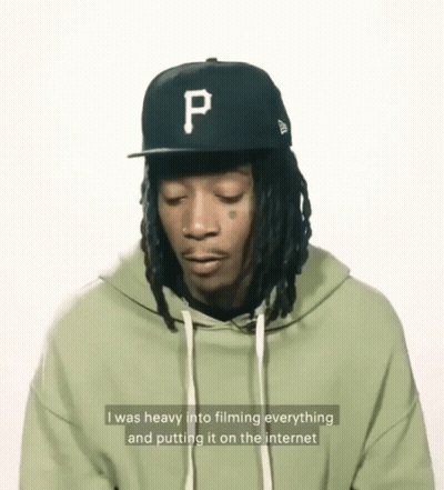 Blue Bubble With Pancake In Mouth GIF