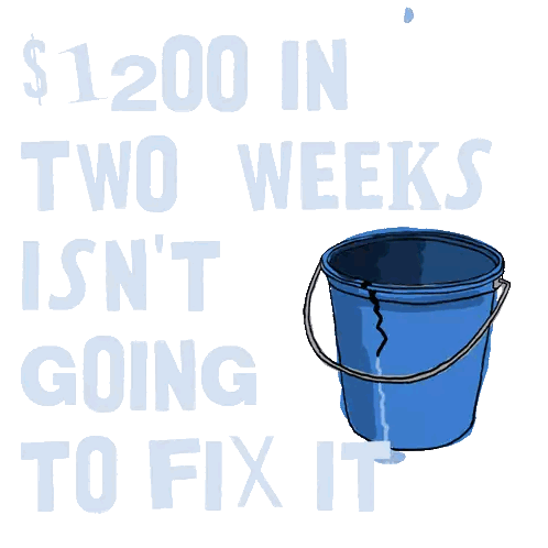 Blue Bucket With 1200 In Two Weeks Sticker