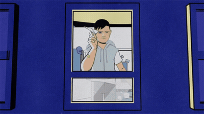 Blue Building With Paper Airplane GIF