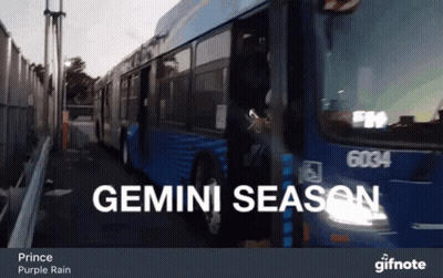 Blue Bus Saying Gemini Season GIF