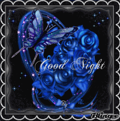 Blue Butterfly Good Night Roses