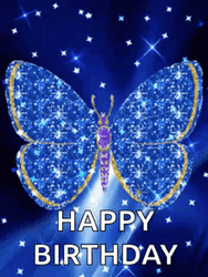 Blue Butterfly Happy Birthday