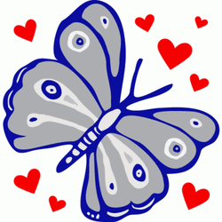 Blue Butterfly Heart Stickers