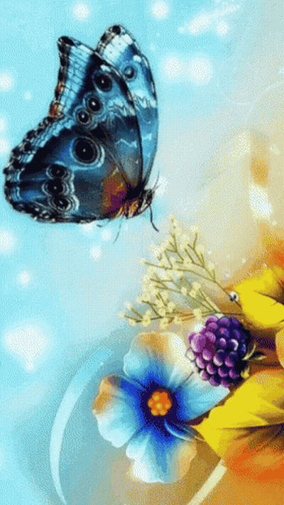 Blue Butterfly Sitting On Flower GIF