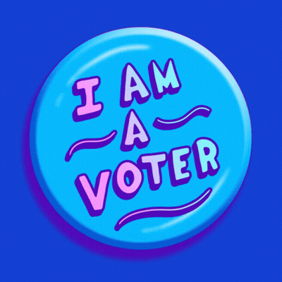Blue Button Saying I Am A Voter GIF