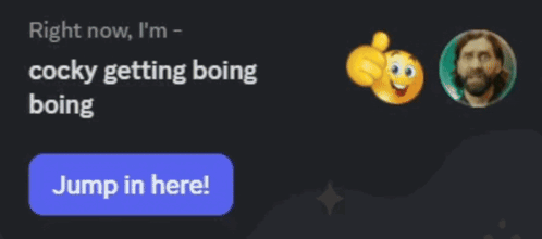 Blue Button Saying Jump In Here Next To Two Smiley Faces GIF