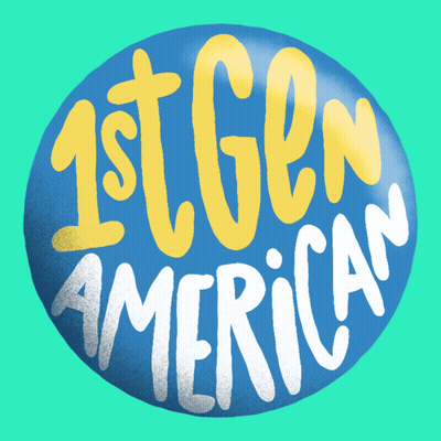 Blue Button Says 1St Gen American GIF