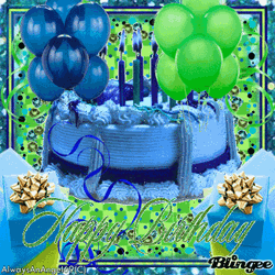 Blue Cake With Balloons