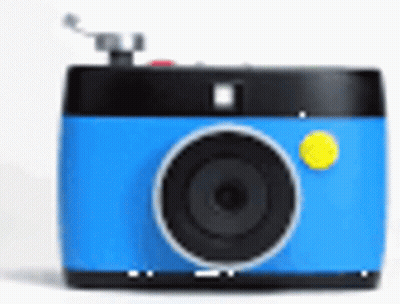 Blue Camera With Yellow Circle On Lens GIF