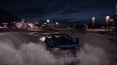 Blue Car Drifting In Video Game GIF