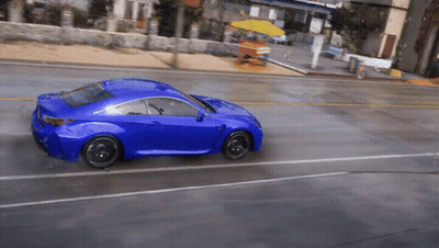 Blue Car Driving In Rain GIF