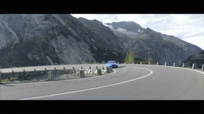 Blue Car Driving Mountain Road GIF