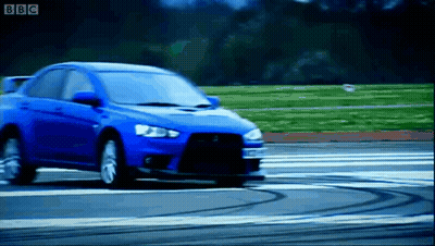Blue Car Driving On Road With BBC Logo GIF