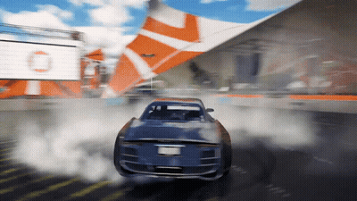 Blue Car Driving Past Sign Saying O GIF